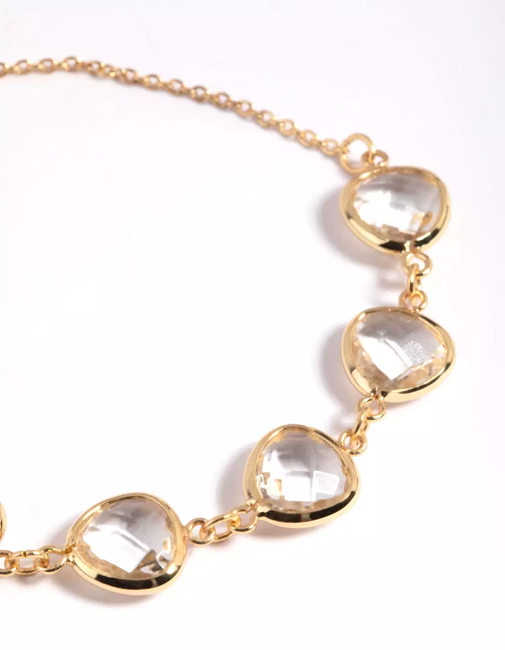 Gold Plated Clear Stone Toggle Bracelet