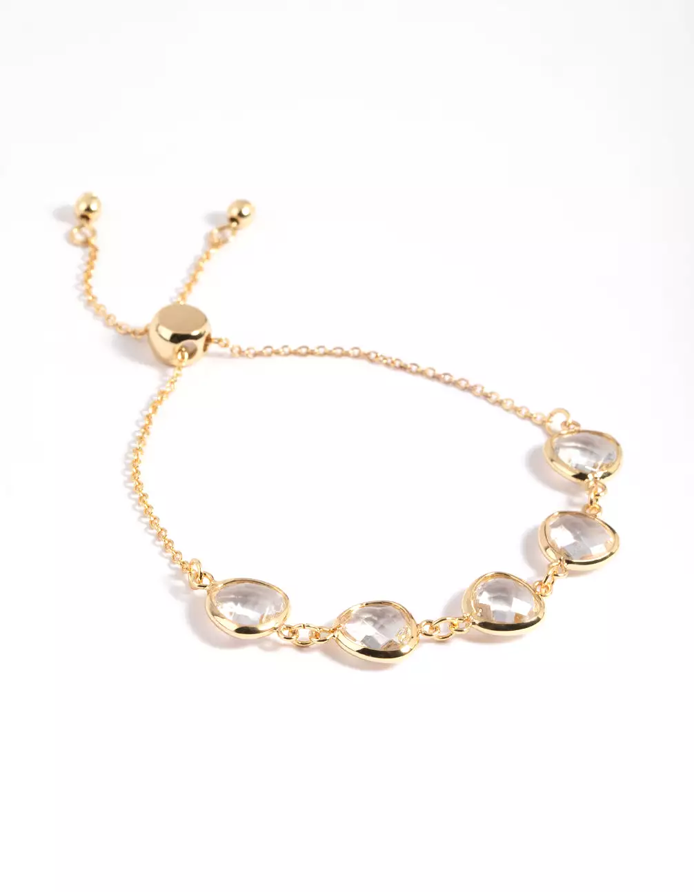 Gold Plated Clear Stone Toggle Bracelet