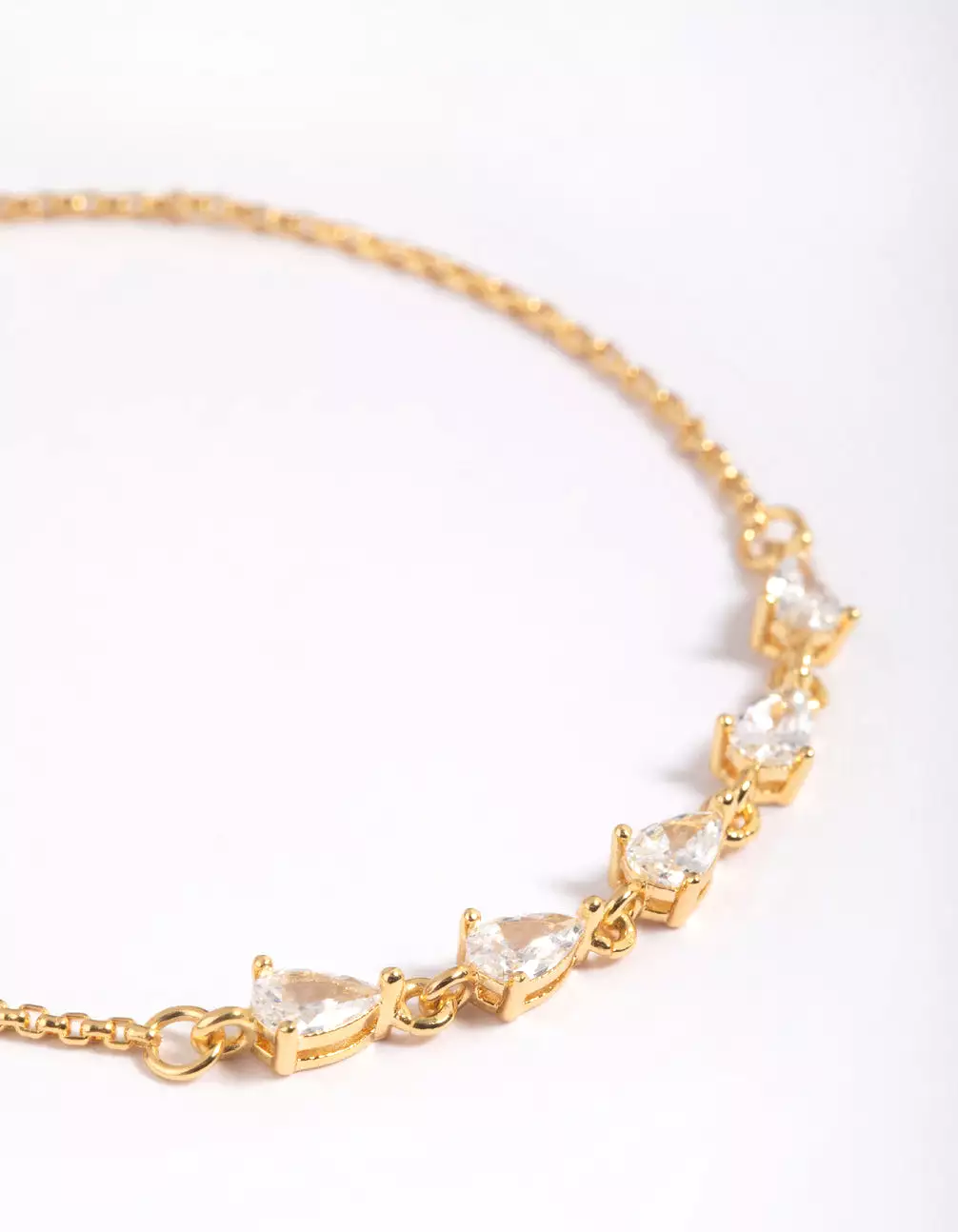 Gold Plated Cubic Zirconia Teardrop Toggle Bracelet