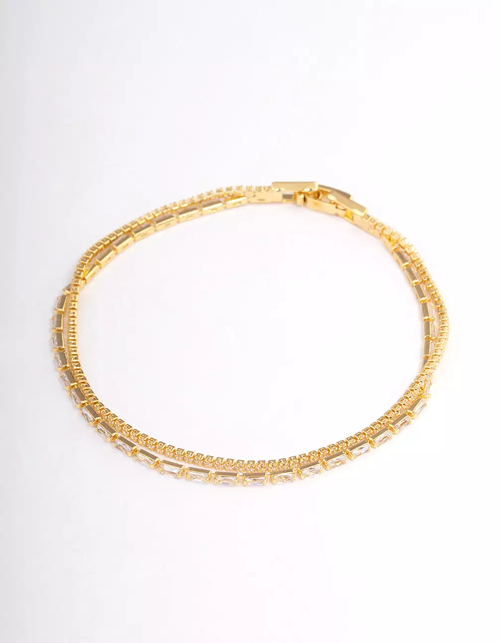 Gold Plated Dainty Baguette Cupchain Bracelet