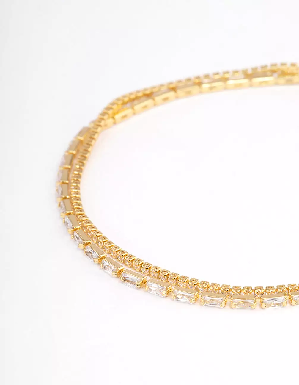 Gold Plated Dainty Baguette Cupchain Bracelet