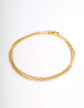 Gold Plated Dainty Baguette Cupchain Bracelet