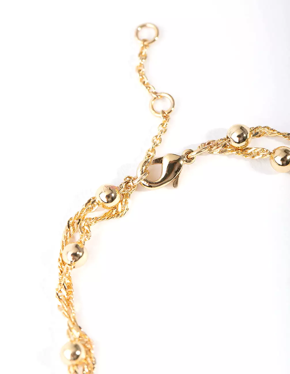 Gold Plated Double Chain & Ball Bracelet