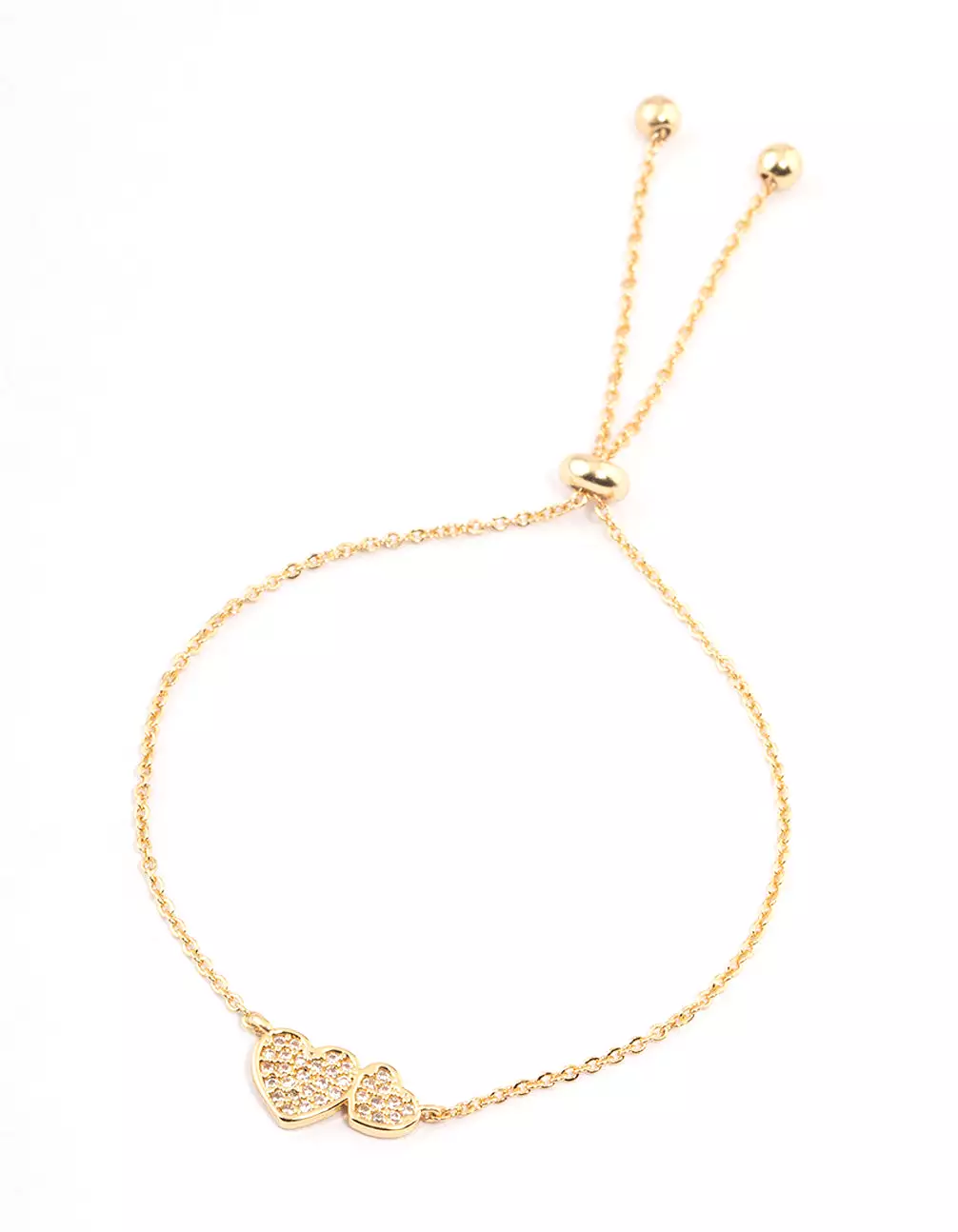 Gold Plated Double Hearts Toggle Bracelet