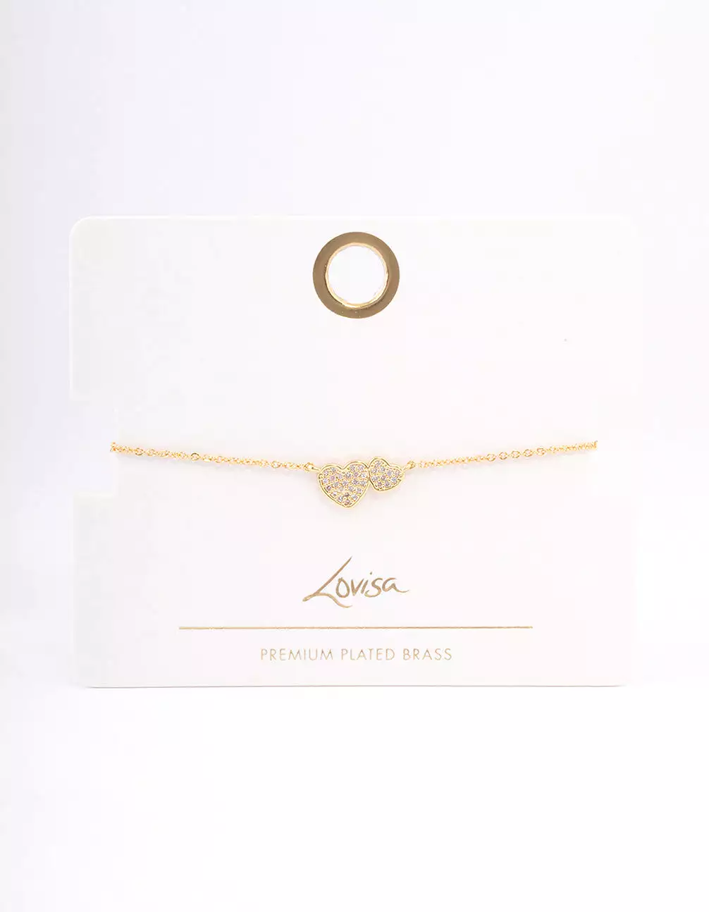 Gold Plated Double Hearts Toggle Bracelet