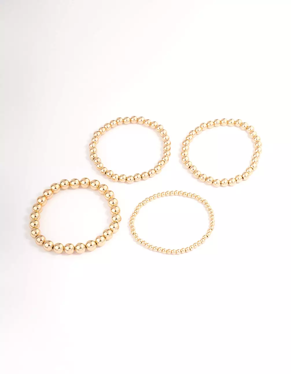 Gold Round Ball Stretch Bracelet 4-Pack