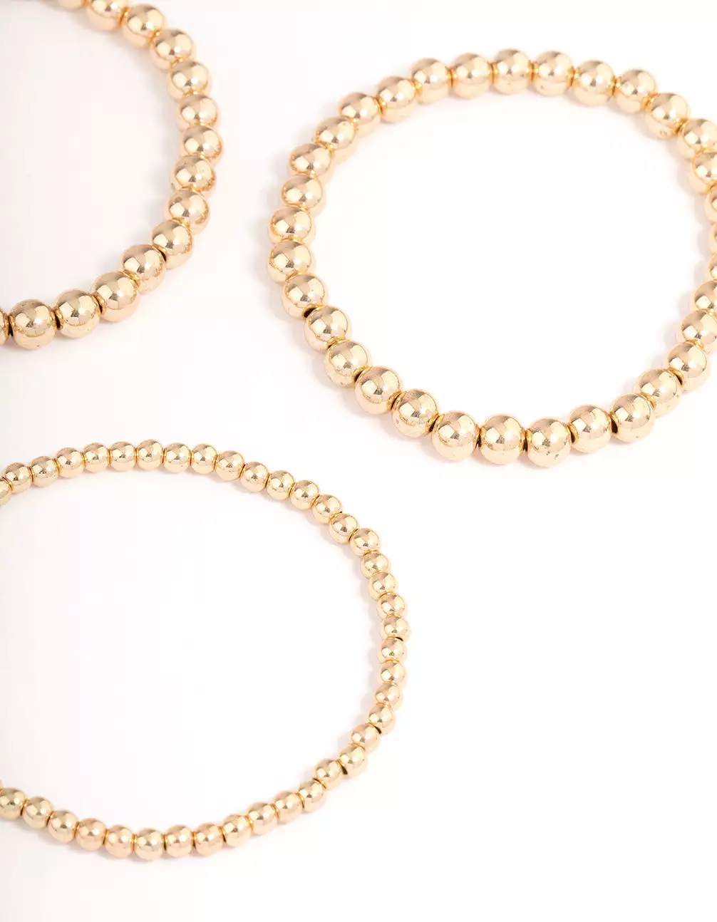 Gold Round Ball Stretch Bracelet 4-Pack