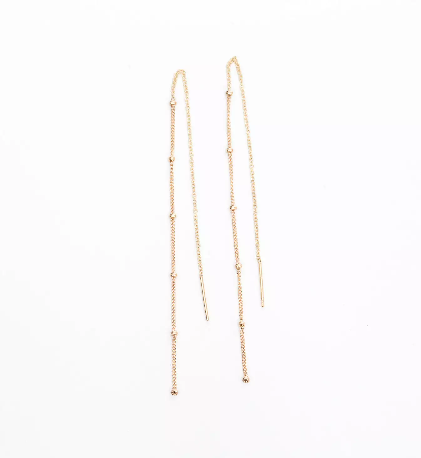 Gold Satellite Chain Threader Earrings