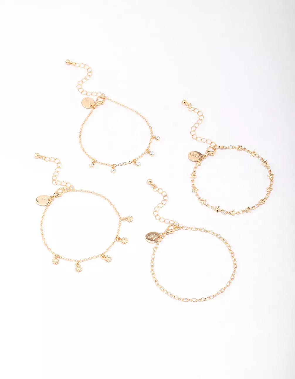 Gold Star Dangle Bracelet 4-Pack