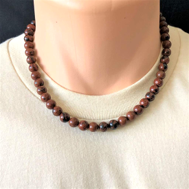 Golden Swan Picasso Mens Brown Beaded Necklace