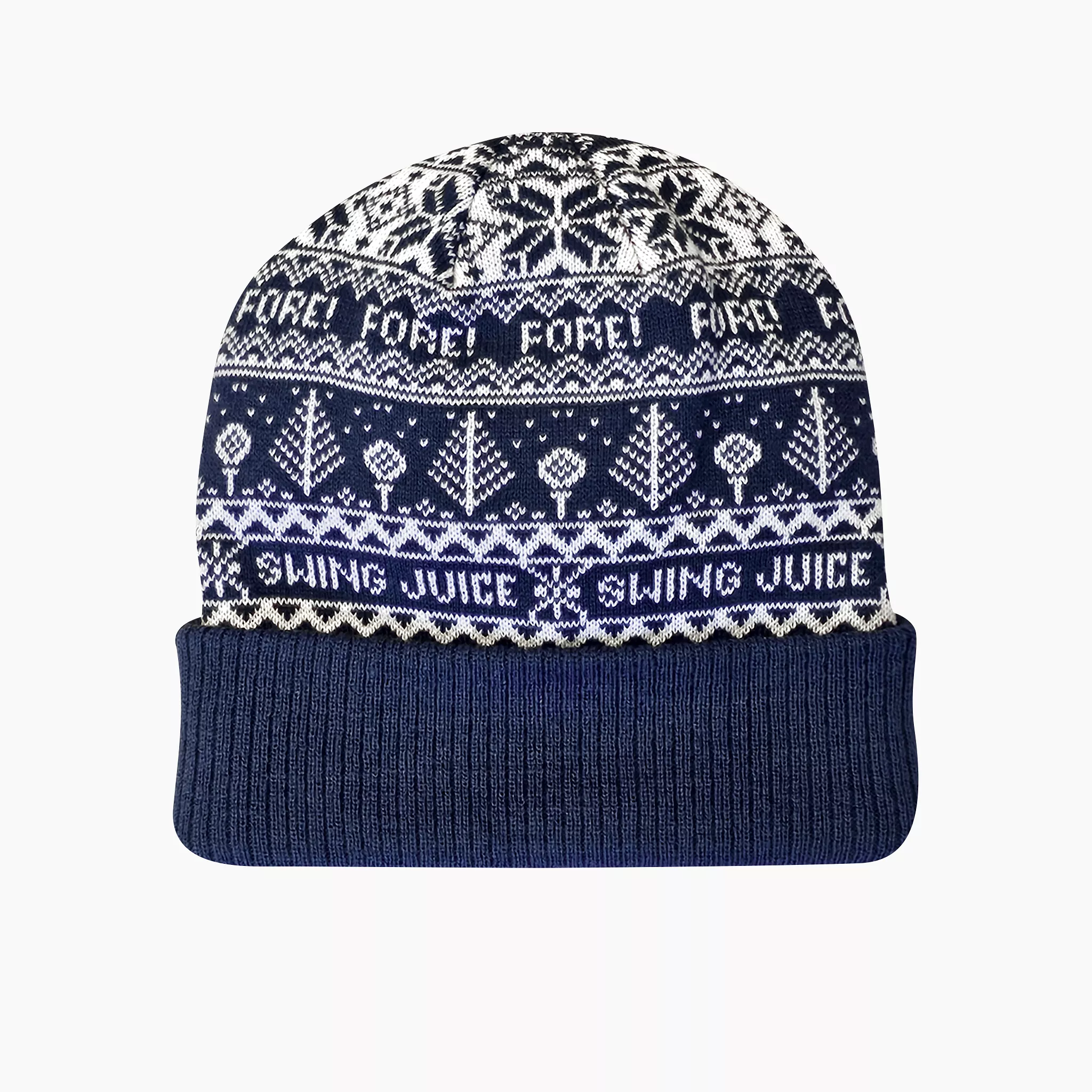 Golf Fore Fairisle Unisex Knit Beanie Navy O/S