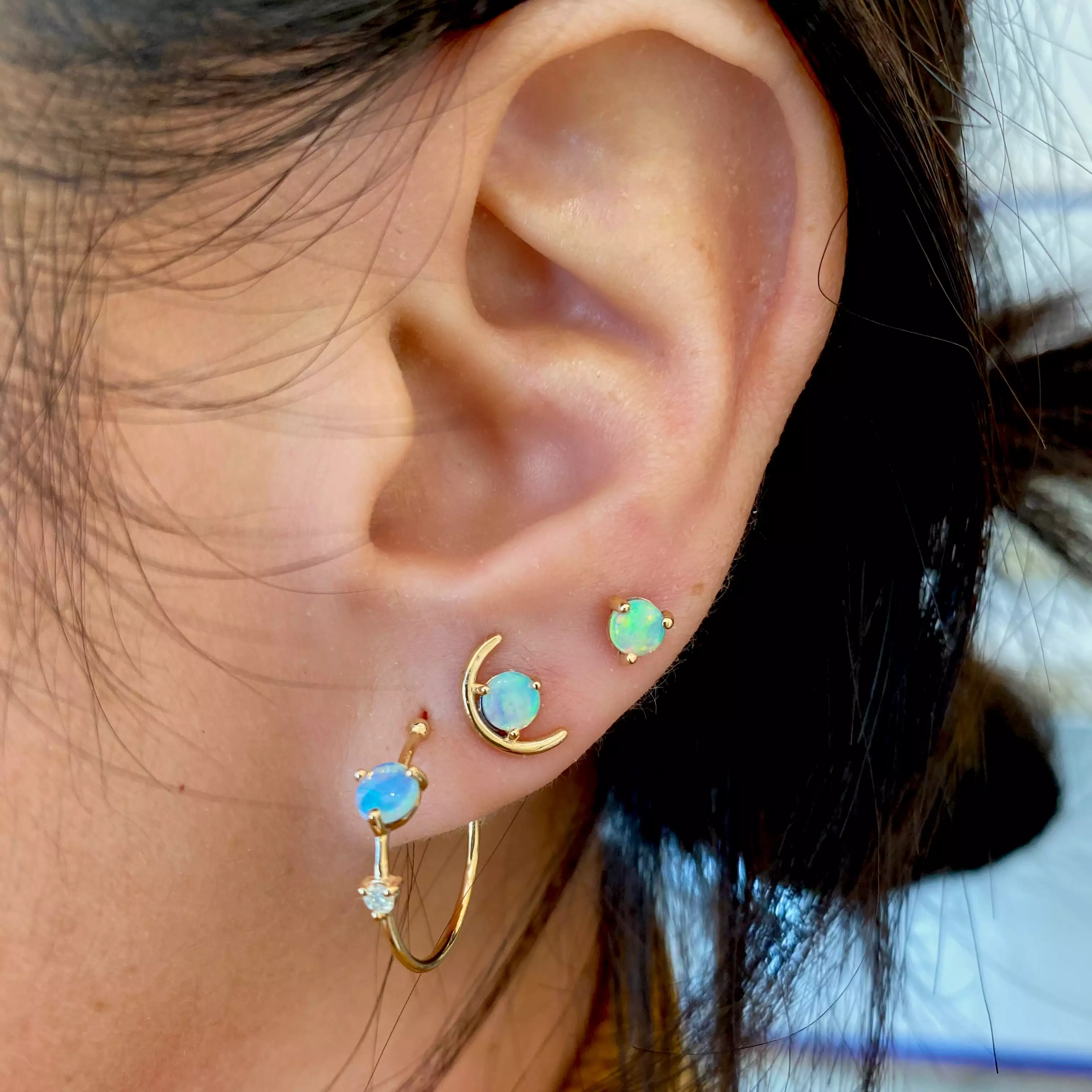 Large Opal Arc Earrings