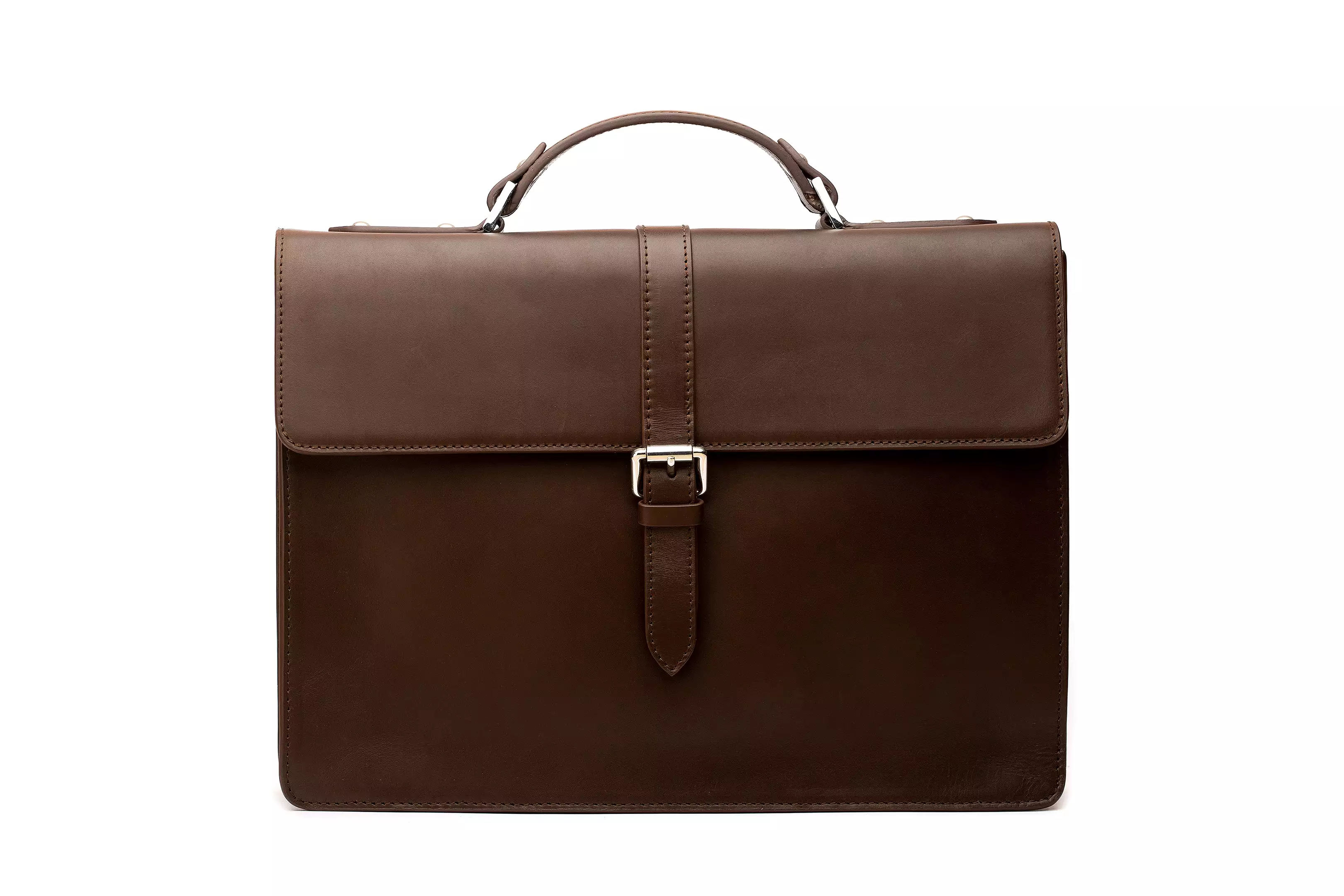 Leather Laptop Briefcase - Dark Brown