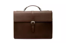 Leather Laptop Briefcase - Dark Brown