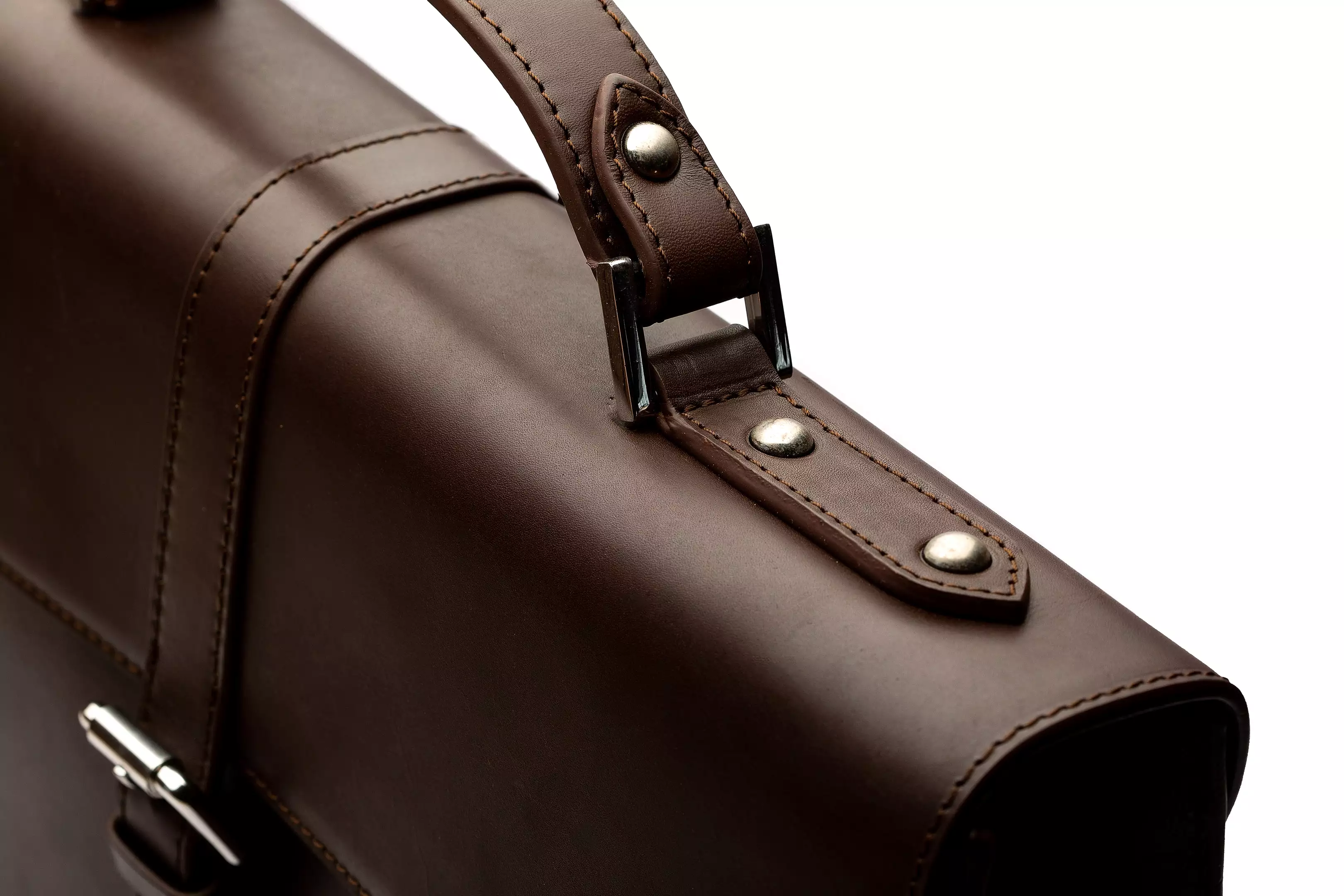 Leather Laptop Briefcase - Dark Brown