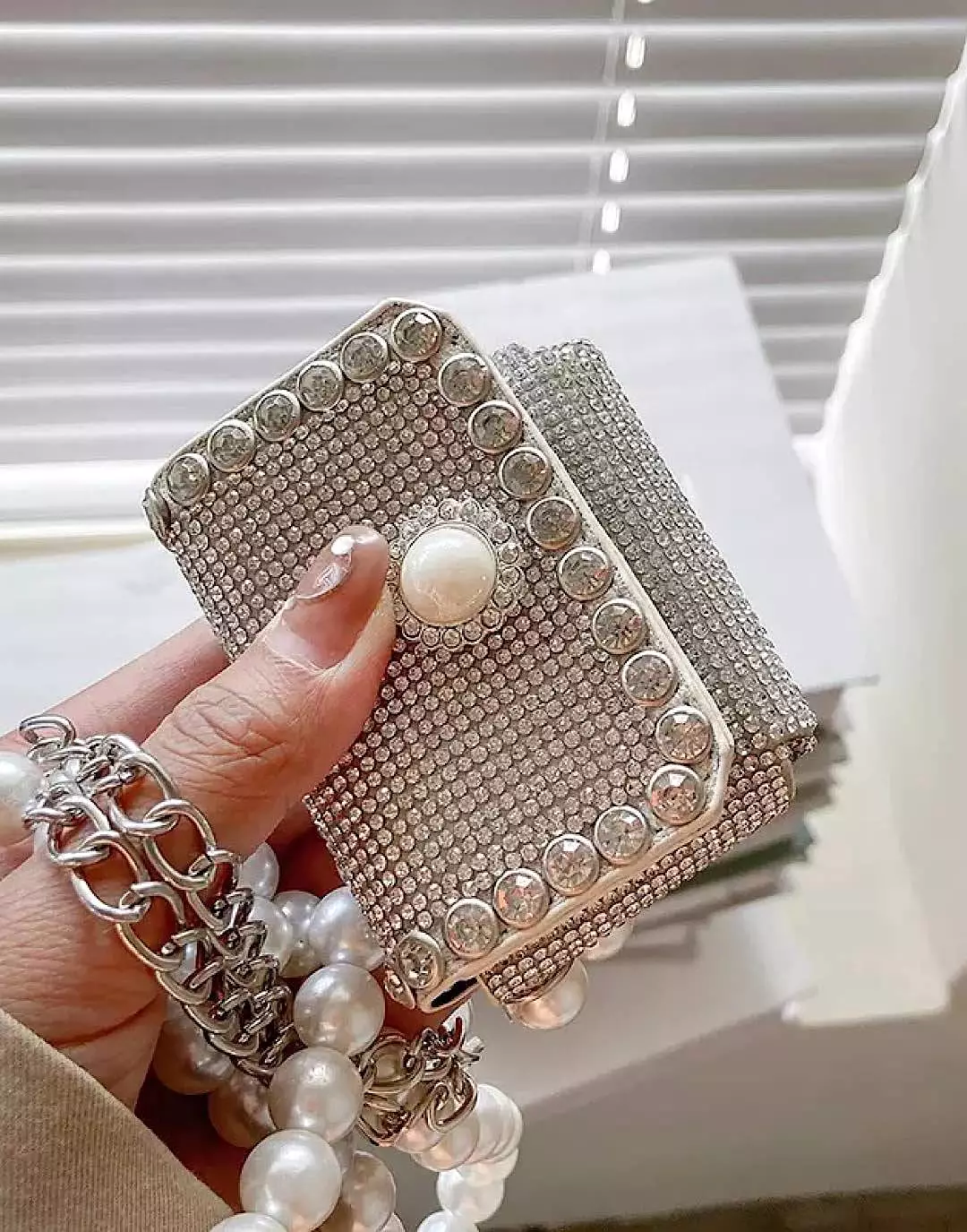 Micro Crystallized Bag With Pearl Straps