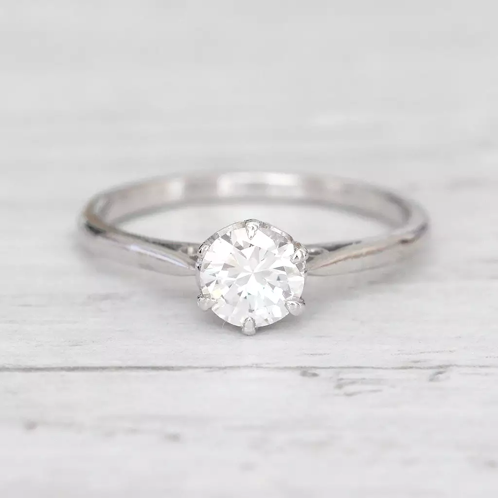 Mid-Century Vintage 0.67 Carat Brilliant Cut Diamond Solitaire