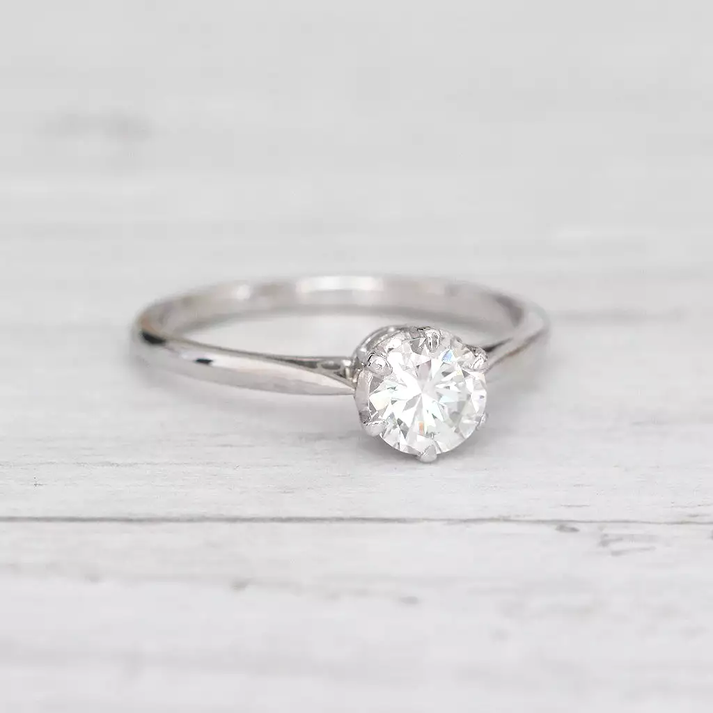 Mid-Century Vintage 0.67 Carat Brilliant Cut Diamond Solitaire