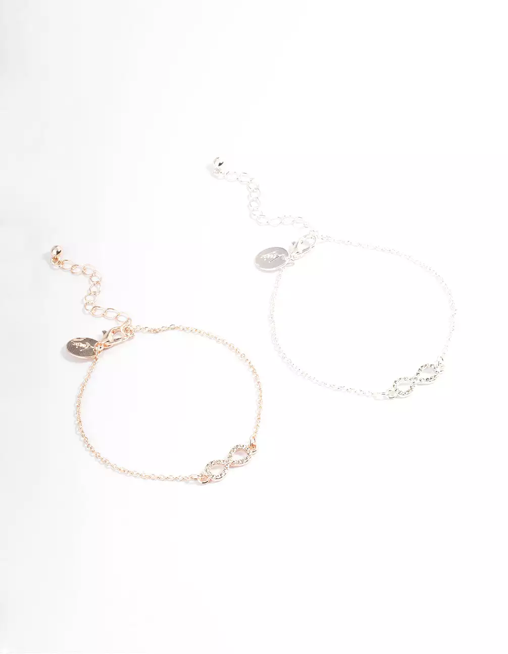 Mixed Metal Diamante Infinity Bracelet Pack