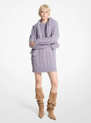 MK Cable Knit Alpaca Blend Sweaterdress - Purple - Michael Kors