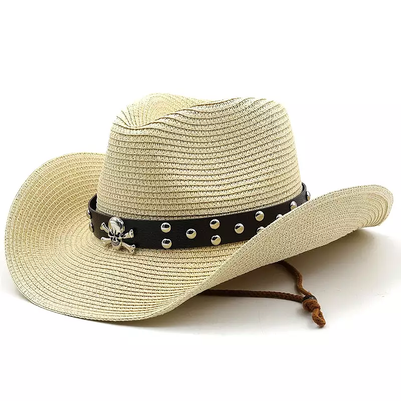 New Straw Western Cowboy Hat Hand Made Beach Felt Sun hats Summer Cap For Man Woman Curling Brim Cap Sun Protection Unisex Hats