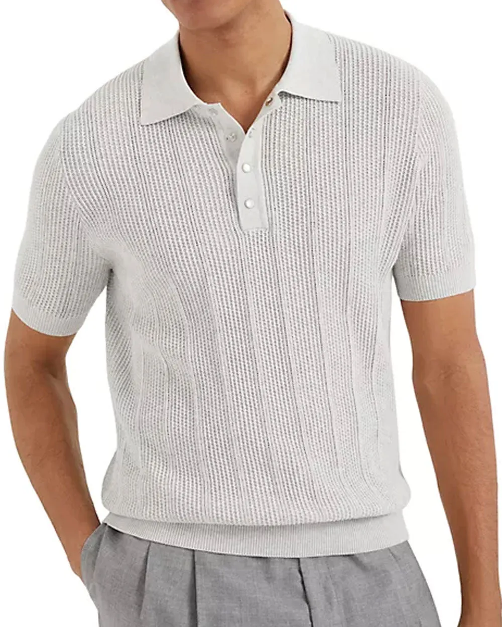 Pearl Grey Knit Polo