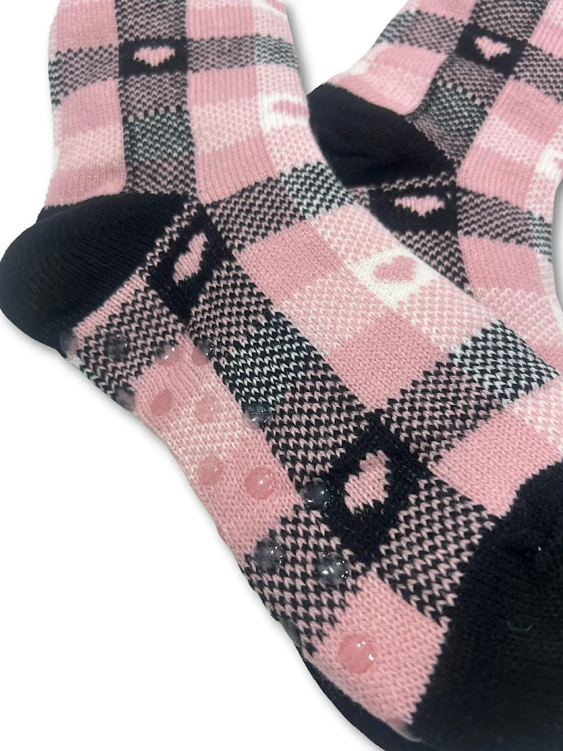 Pink Heart Checked Cosy Toes