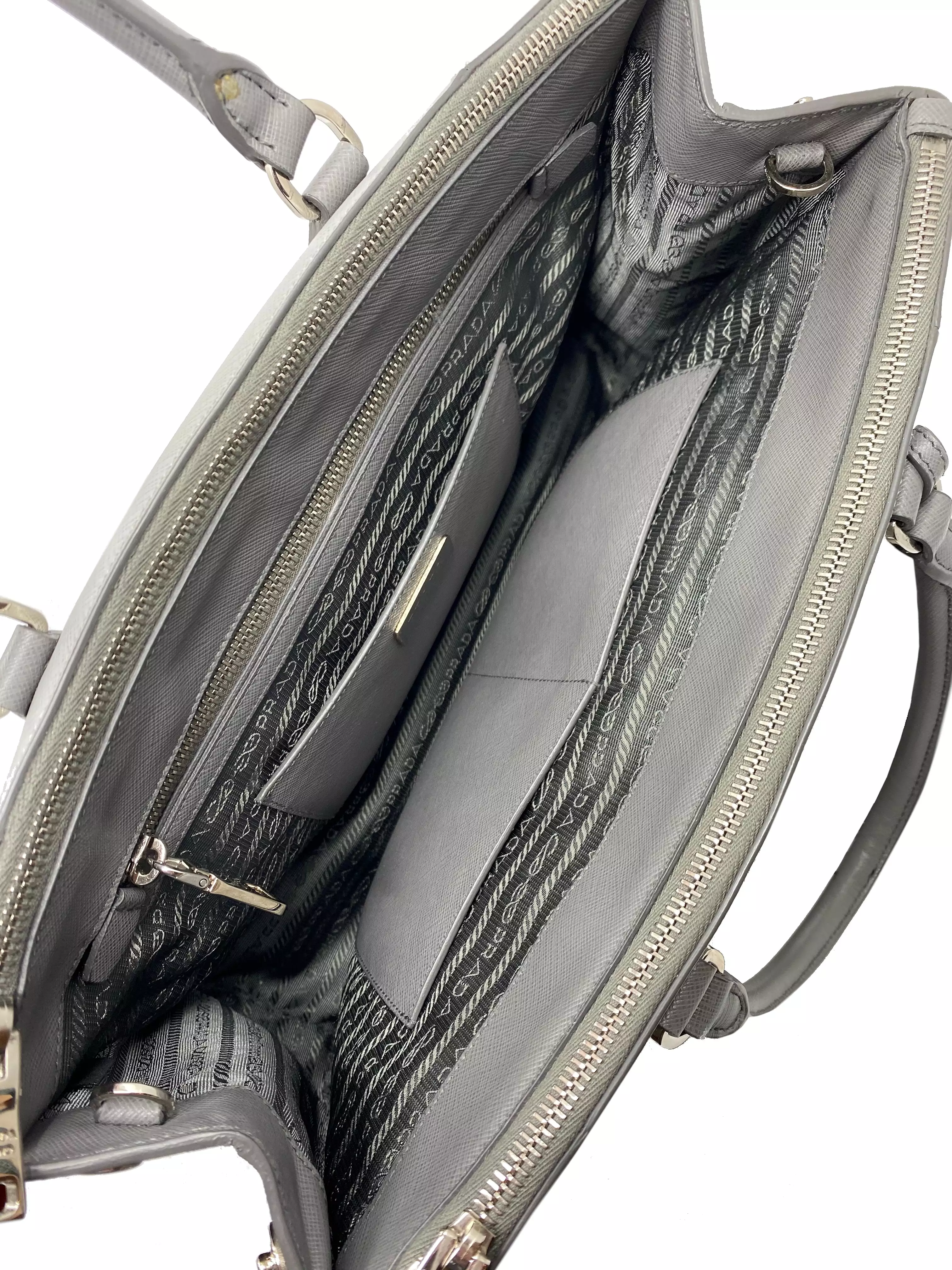 Prada Saffiano Bicolor Double Zip Tote Bag