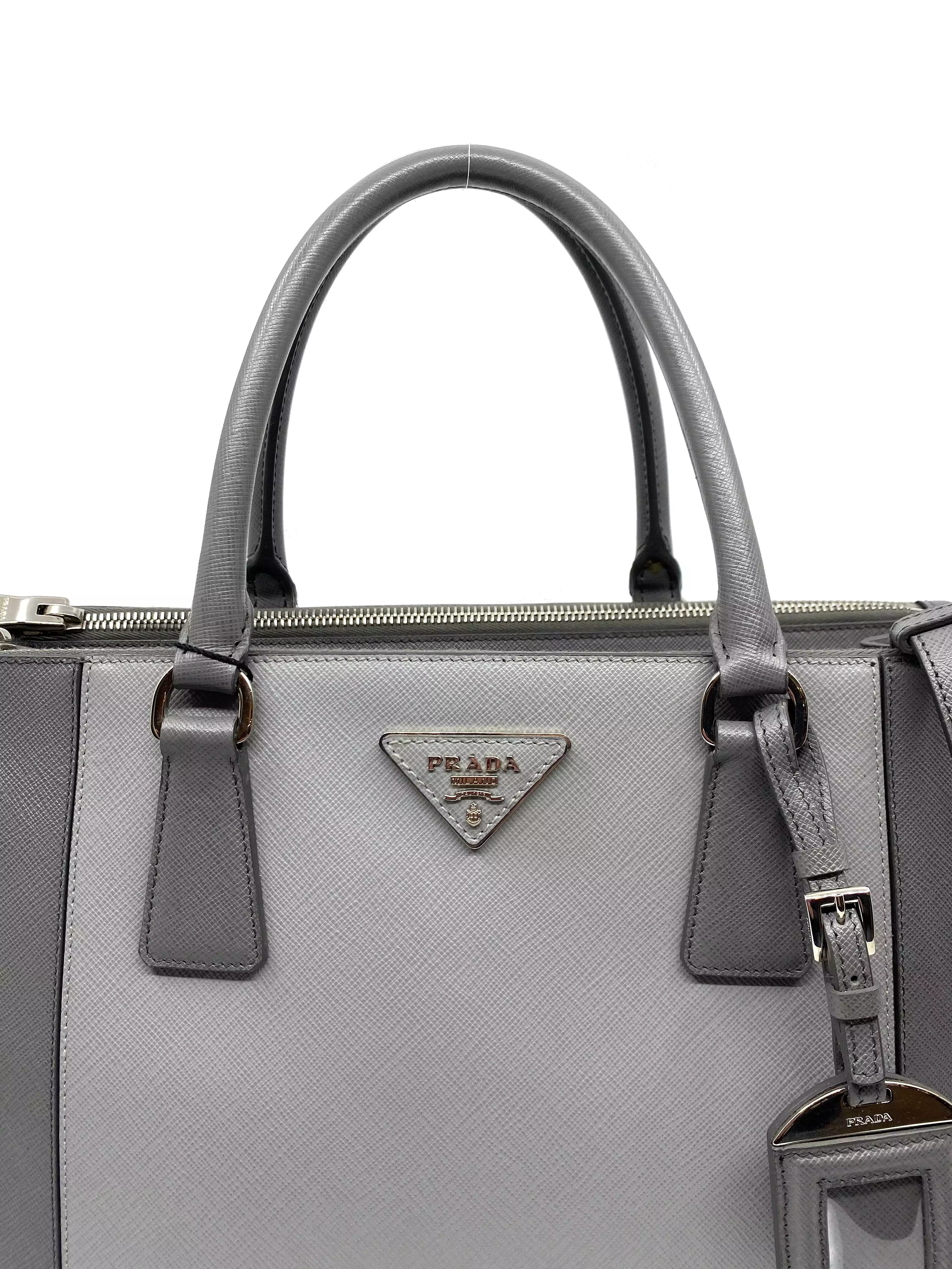 Prada Saffiano Bicolor Double Zip Tote Bag