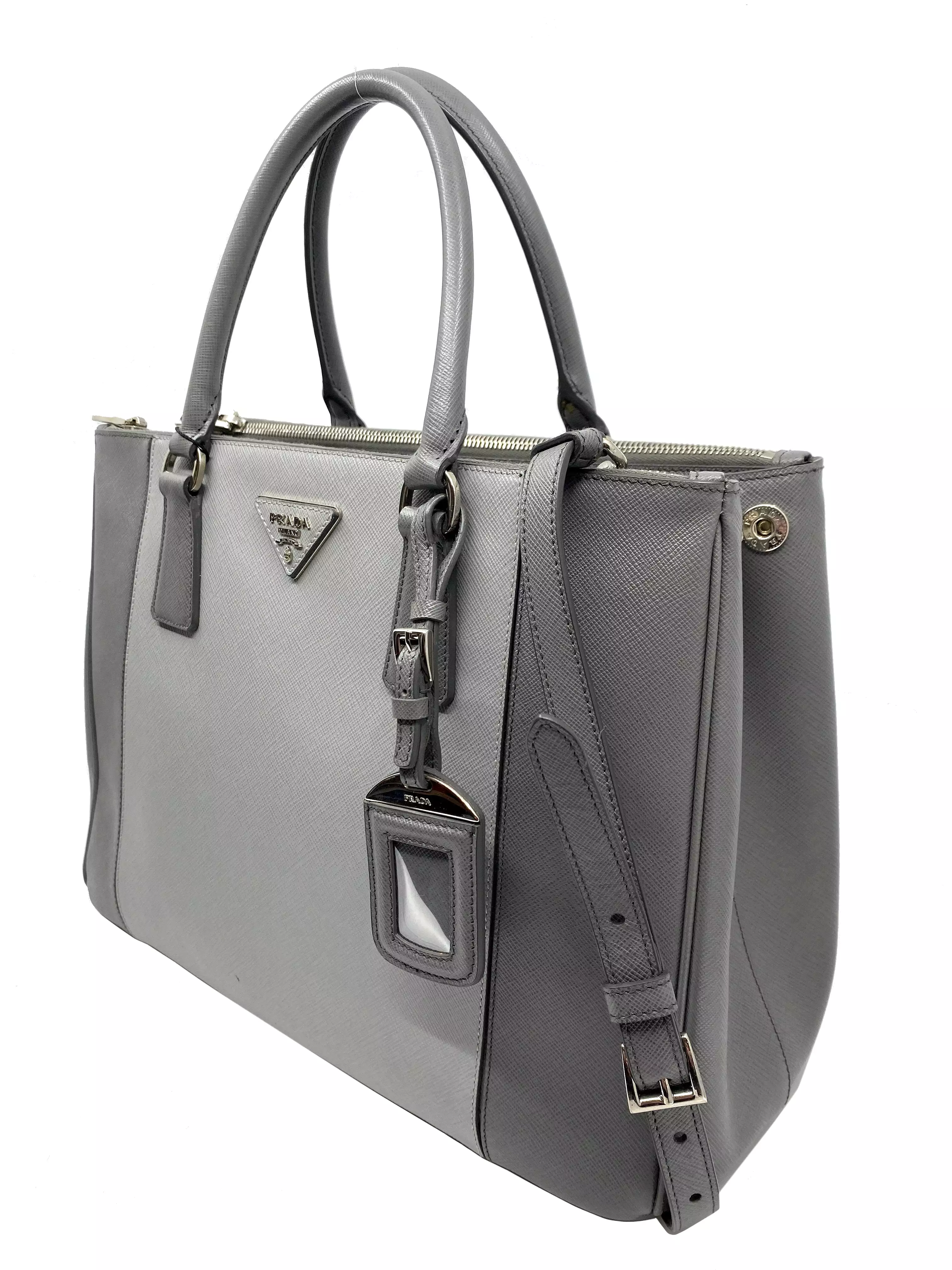 Prada Saffiano Bicolor Double Zip Tote Bag