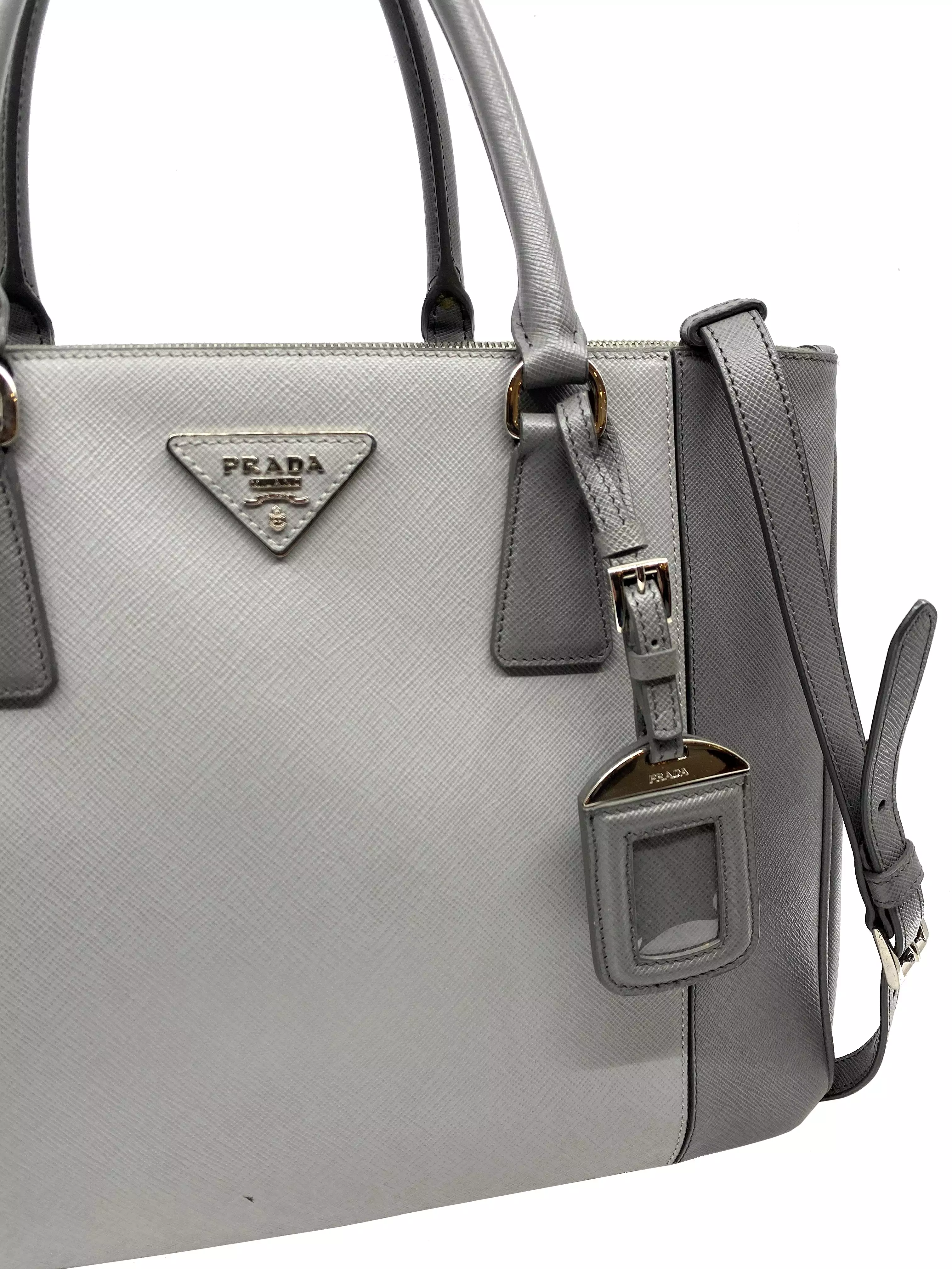 Prada Saffiano Bicolor Double Zip Tote Bag