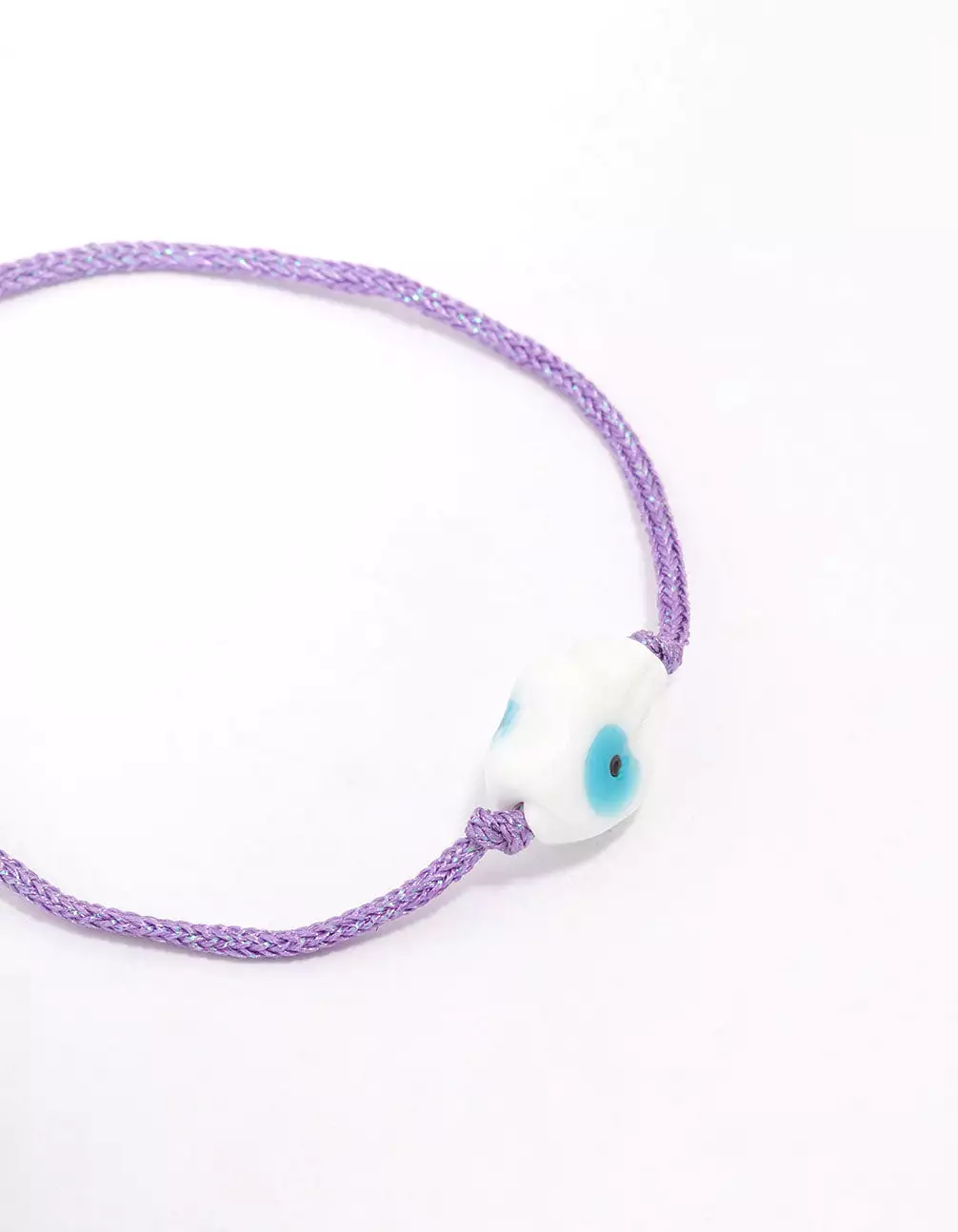 Purple Fabric Evil Eye Toggle Bracelet