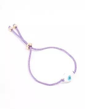 Purple Fabric Evil Eye Toggle Bracelet