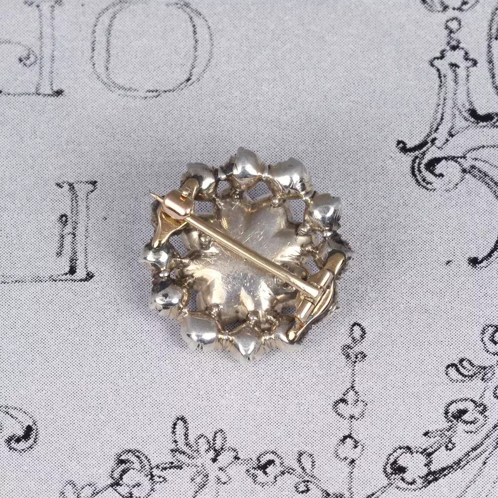 Rare Georgian Rose Cut Diamond Button Brooch