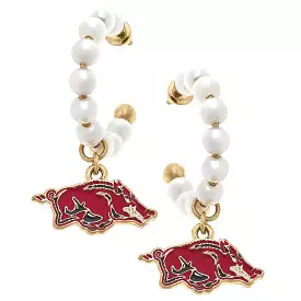 Razorback Jewelry | Arkansas Razorback Pearl Hoop Earrings