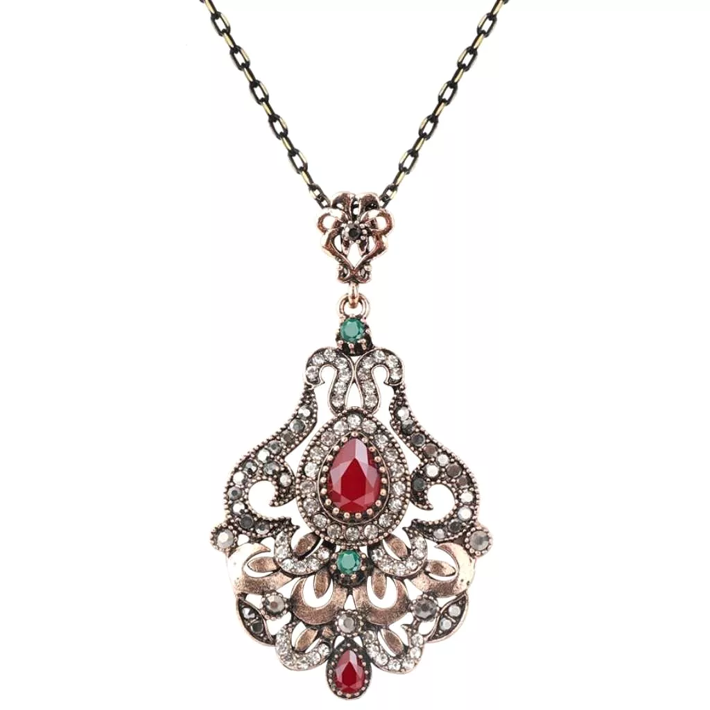 Red and Green Antique Pendant Necklace