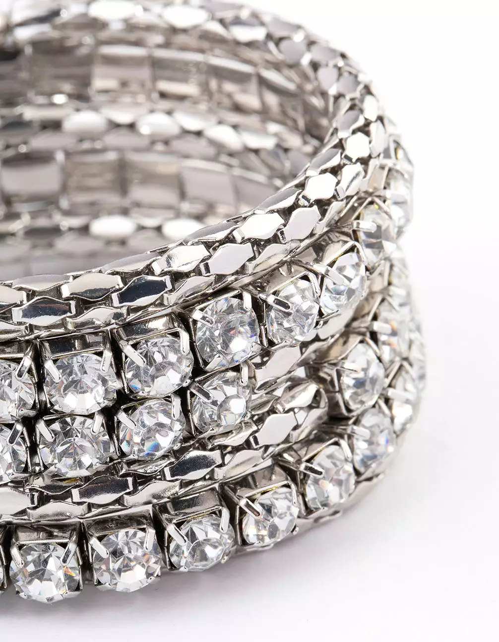 Rhodium Chunky Diamante Chain Wrapped Bracelet