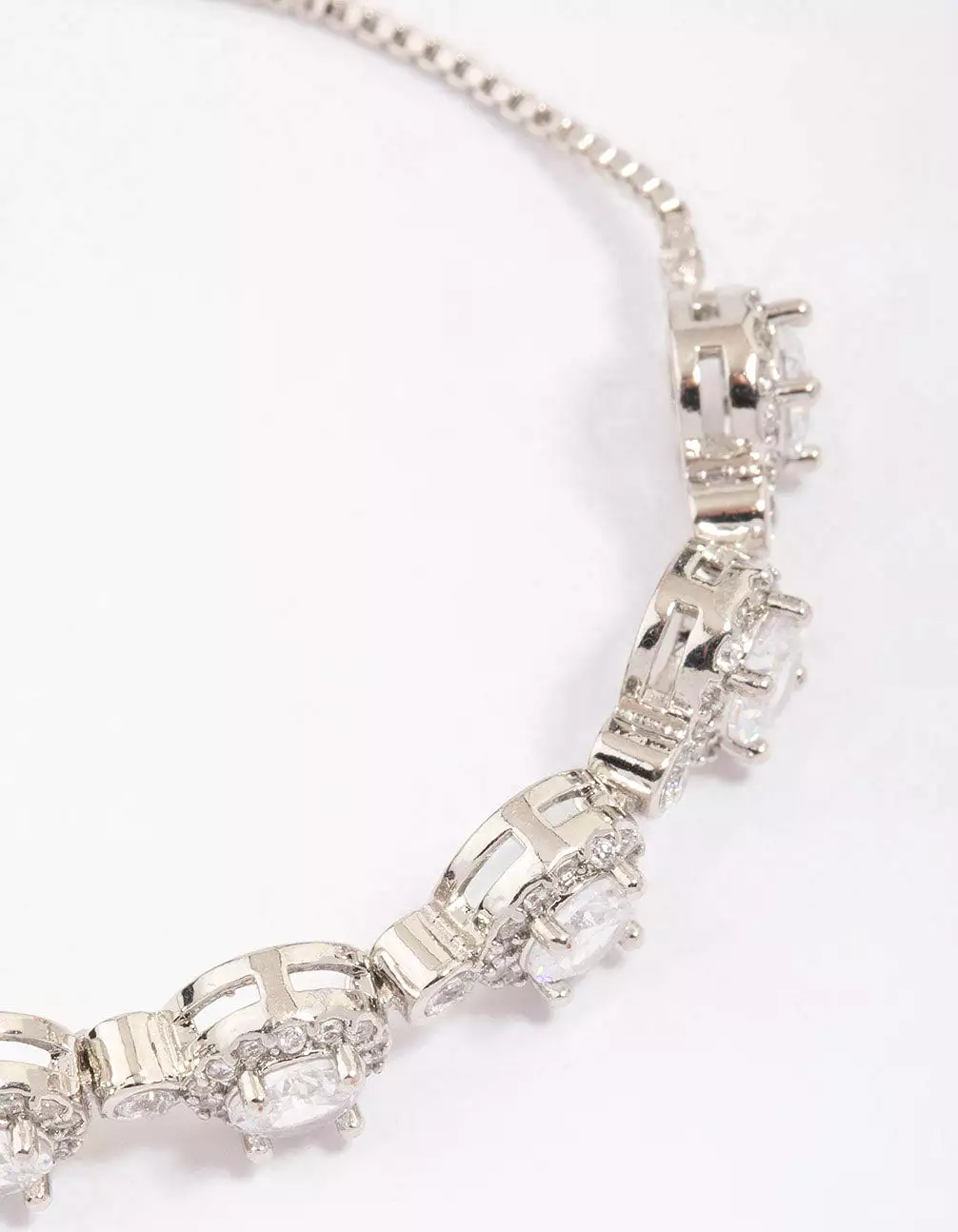 Rhodium Halo Cubic Zirconia Bracelet