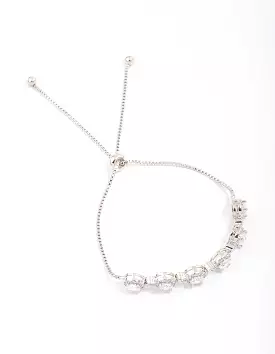 Rhodium Halo Cubic Zirconia Bracelet