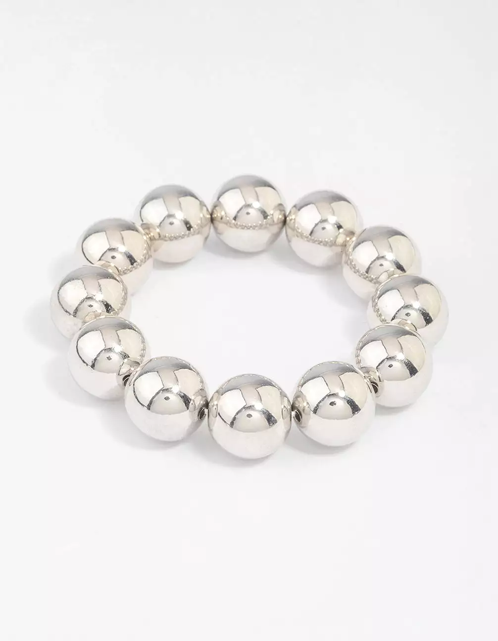 Rhodium Round Ball Stretch Bracelet