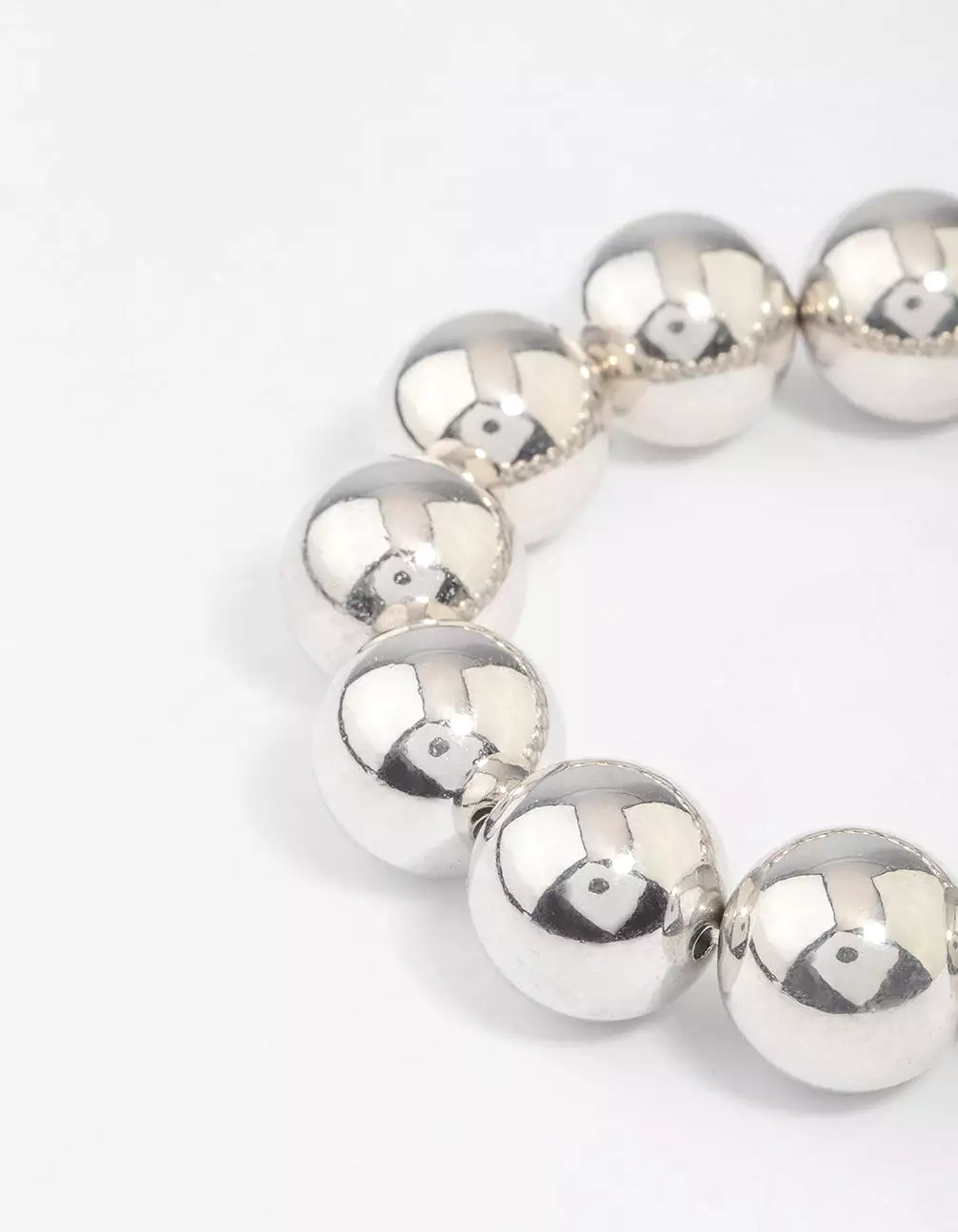 Rhodium Round Ball Stretch Bracelet