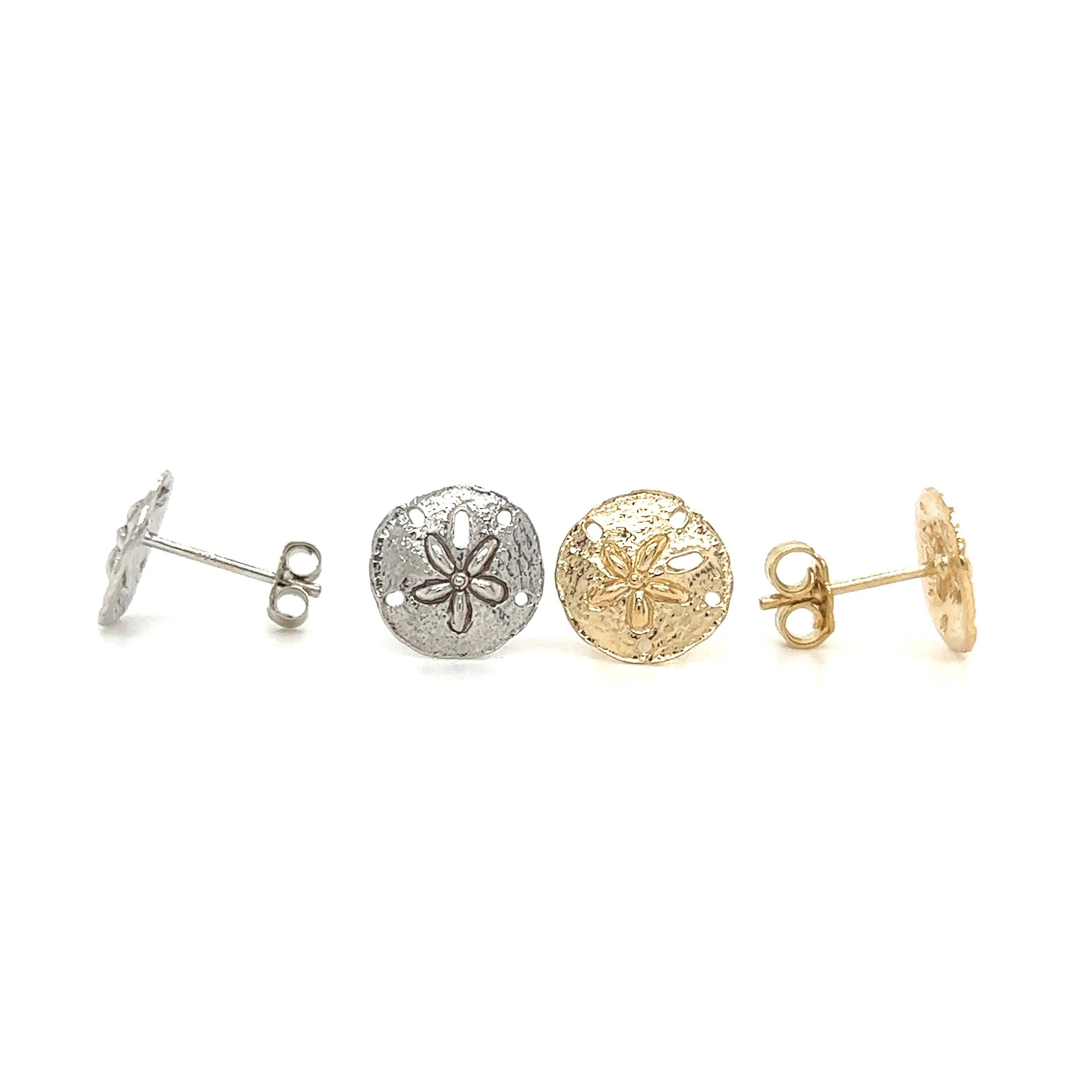 Sand Dollar Stud Earrings in 14K Gold