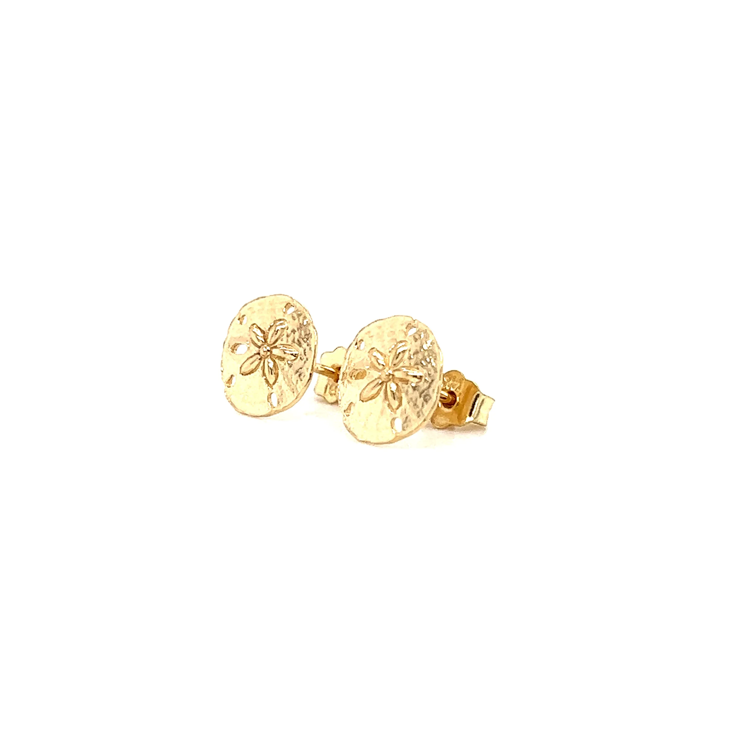 Sand Dollar Stud Earrings in 14K Gold