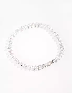 Silver Cubic Zirconia Navette Tennis Bracelet