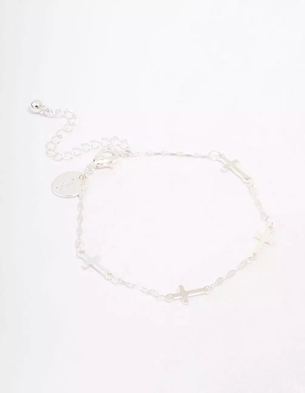 Silver Plated Station Cross Chain Bracelet