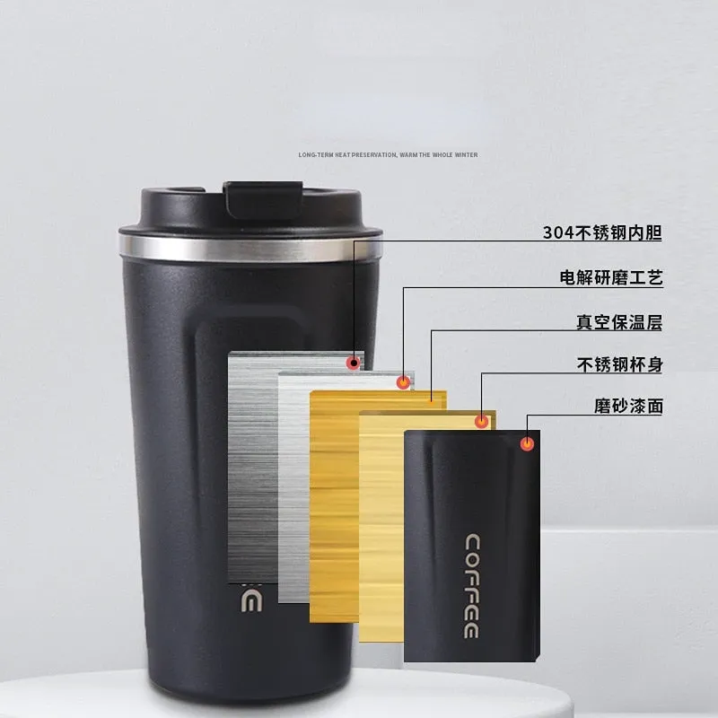 Stainless Steel Coffee Cup 380/510ML Thermos Travel