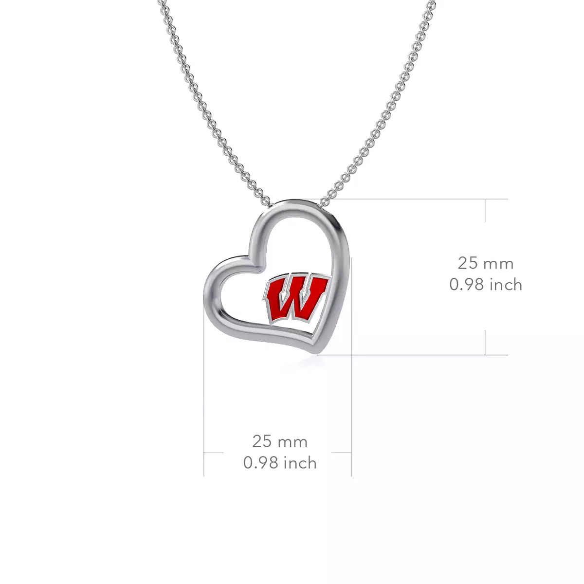 University of Wisconsin W Heart Pendant Necklace - Enamel