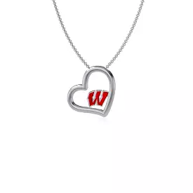 University of Wisconsin W Heart Pendant Necklace - Enamel