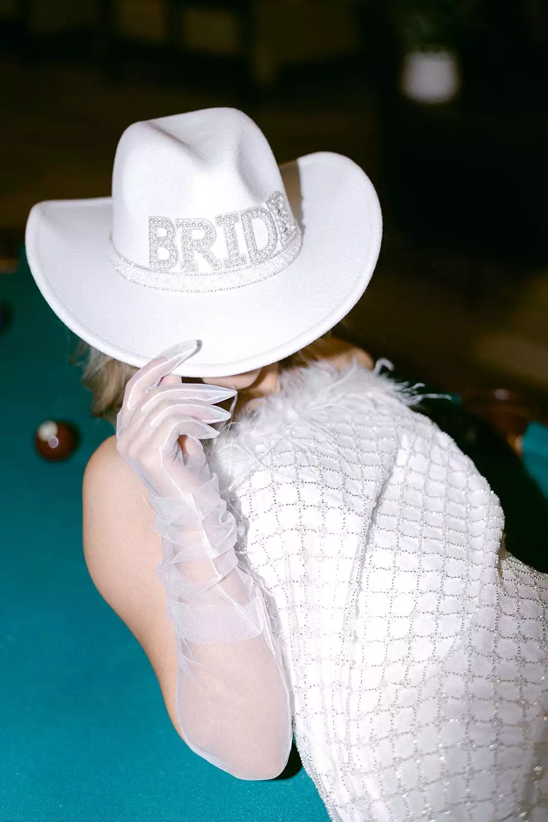 White Bride Pearl Cowgirl Hat