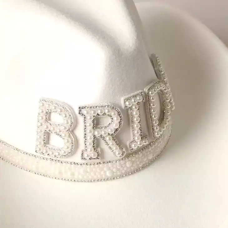 White Bride Pearl Cowgirl Hat